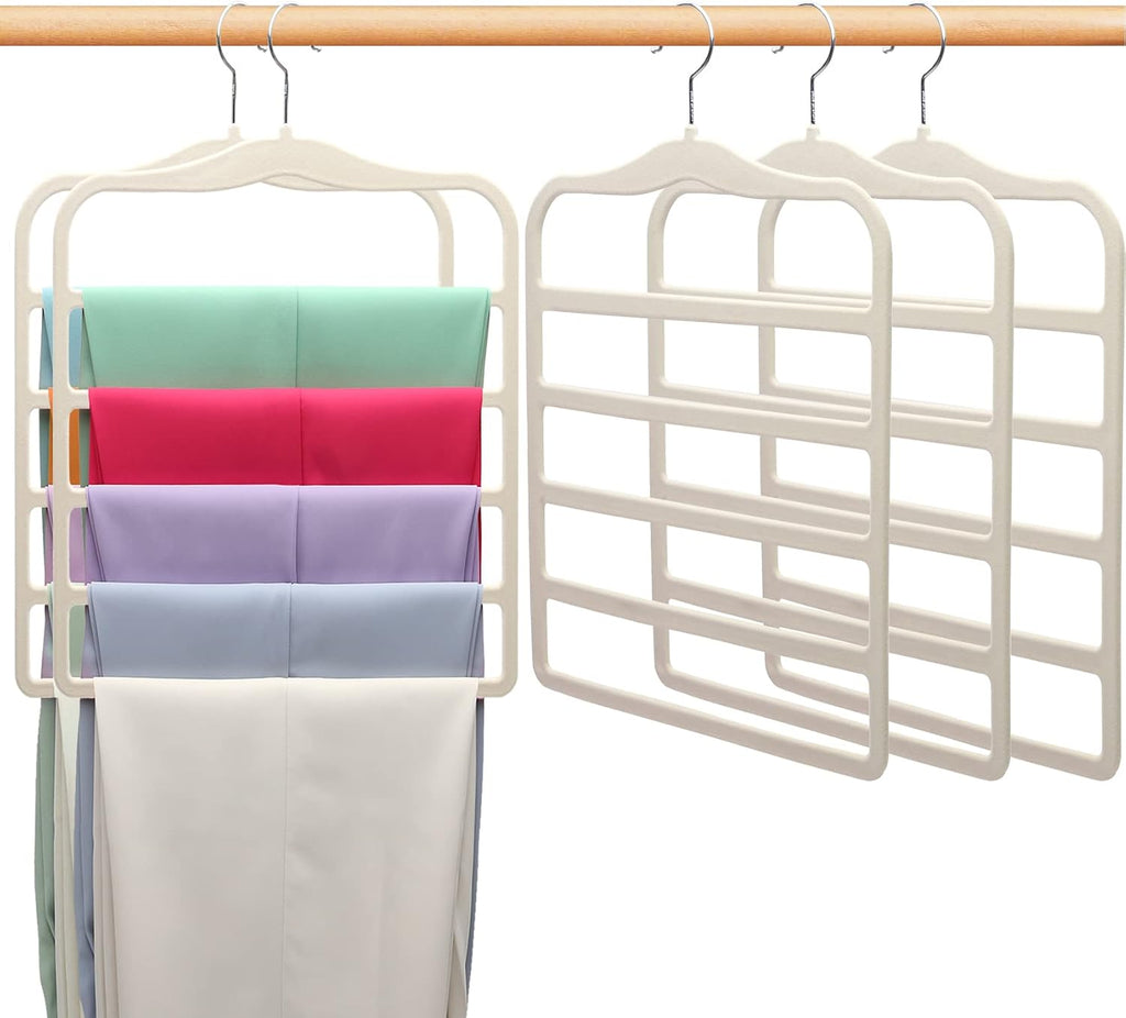 Closet Organizers and Storage, 5 Pack Velvet Pants-Hangers-Space-Saving | Non Silp 5 Tier Clothes-Hanger for