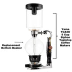 Yama TCA5D Replacement Bottom Beaker - Borosilicate Glass for 5 Cup Tabletop Siphon Coffee Maker, Heat-Resistant, Dishwasher Safe