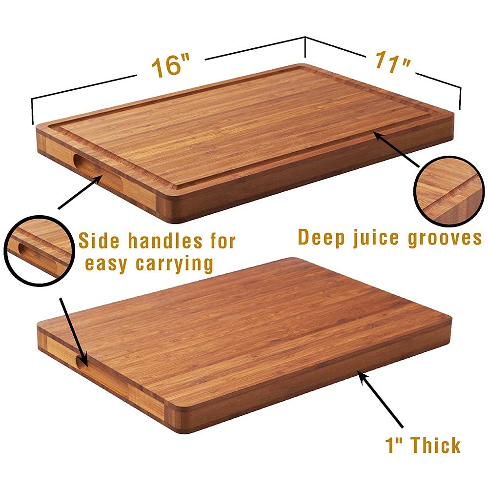 Extra Thick Wood Cutting Board for Kitchen, Reversible and Durable