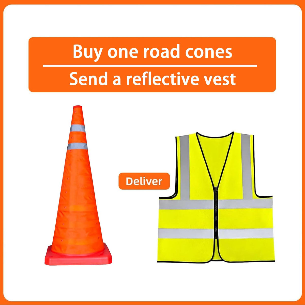 18 Inch 1 Pack Traffic Cones,Collapsible Safety Cones, Multi Purpose Pop-up Cones with Reflective Collar, Include