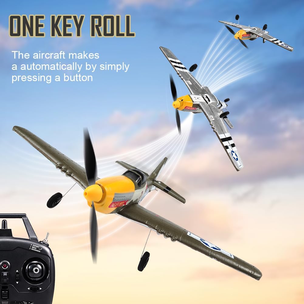 4 Channel P51 RC Plane for Adults Beginner Gift Easy Learning to Fly | 6-Axis Gyro, 3 Modes Stabilization