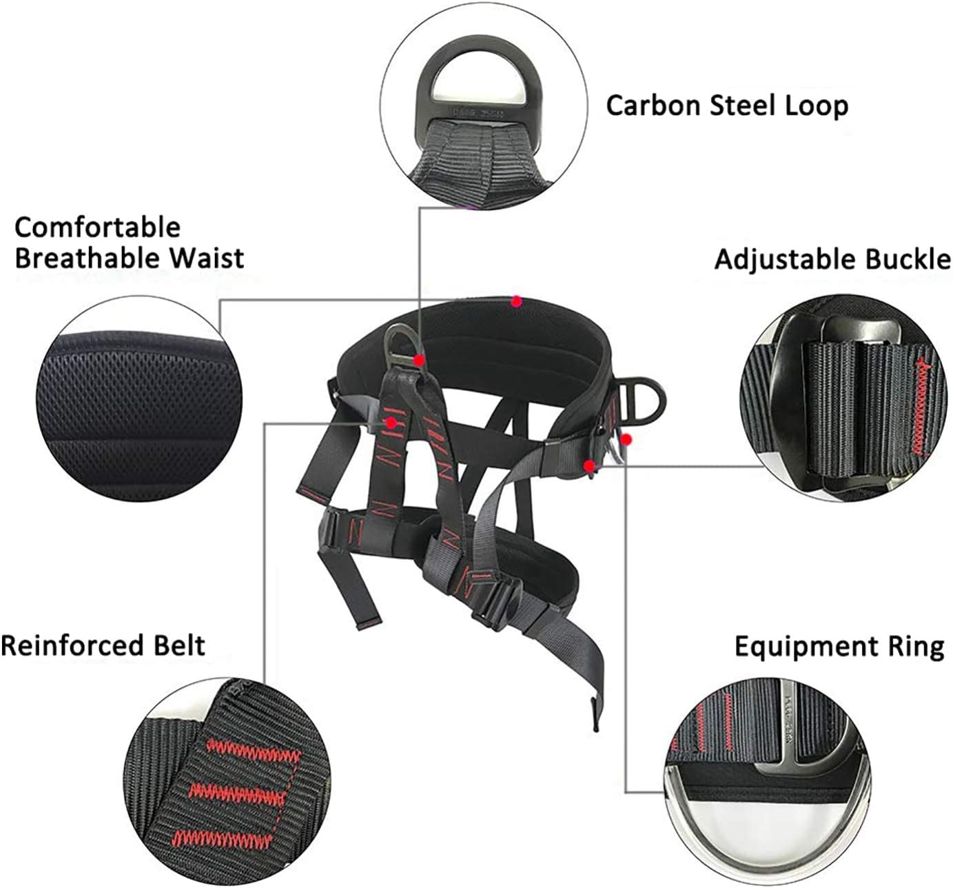 Adjustable Thickness Climbing Harness Half Body Harnesses for Fire Rescuing Caving Rock Climbing Rappelling Tree