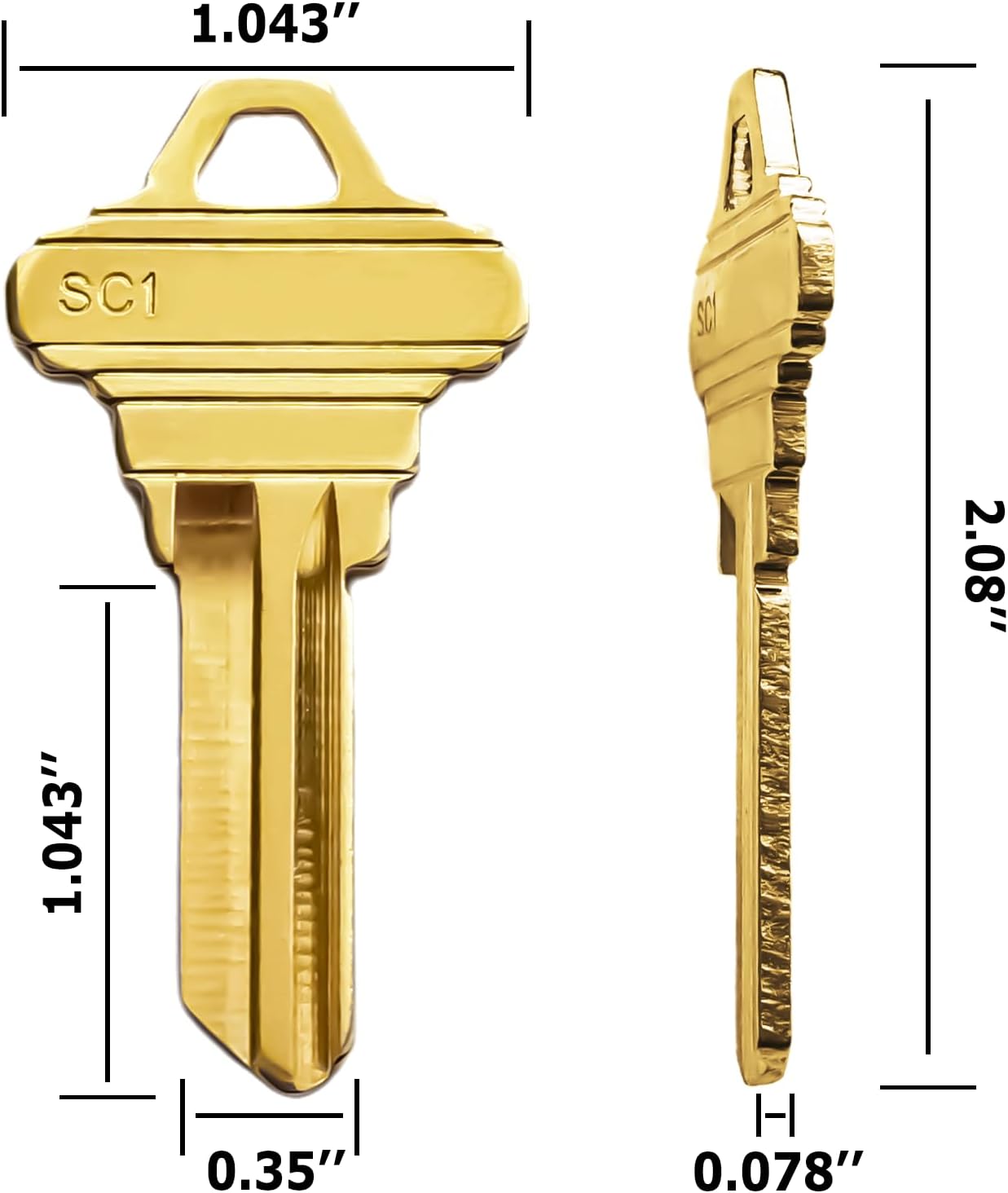 50 Premium Key Blanks – 30 KW1 & 20 SC1 Blank Keys, Brass Finished - 5 PIN
