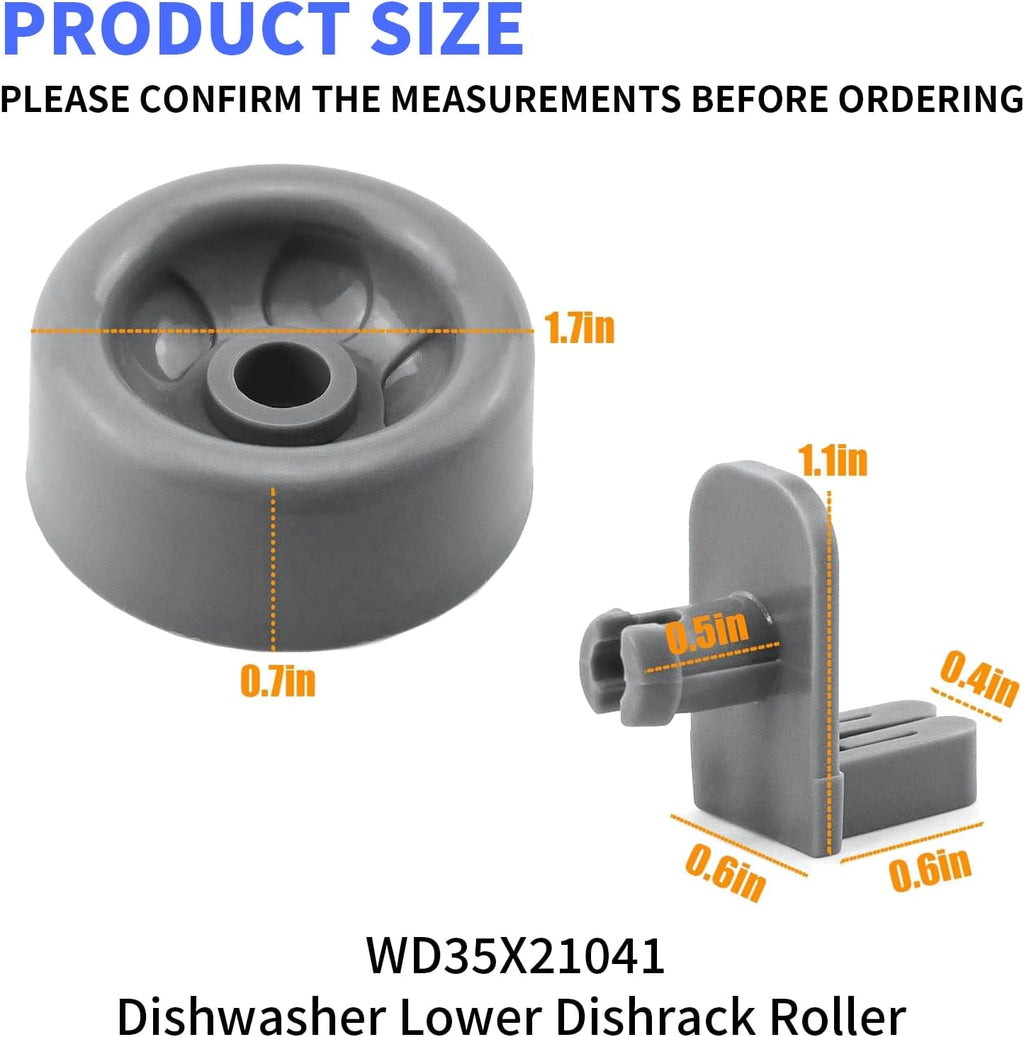 8 Pack WD35X21041 Dishwasher Wheels Lower Dishrack Roller Axle Kit Compatible with GE Dishwashers Replaces WD12X10136 WD12X10277 WD12X10261 WD12X10107