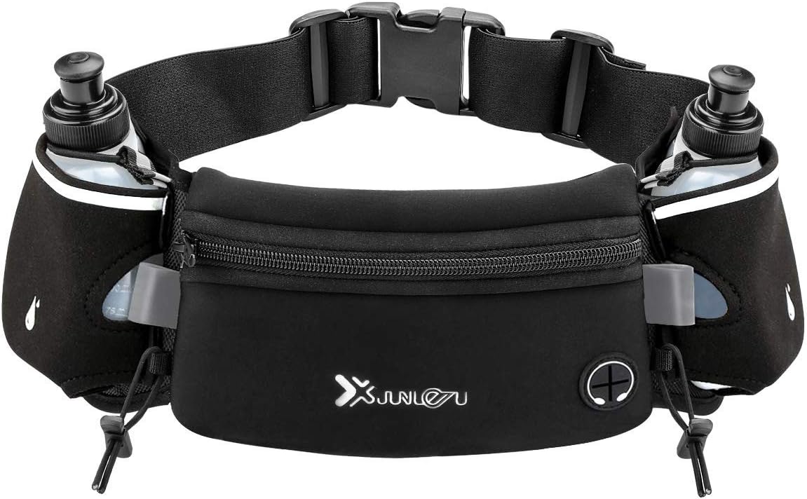 Running Belt with Water Bottles(2 x 175ML), Hydration Belt Waterproof Waist Pack Bag Fits iPhones Adjustable Sports