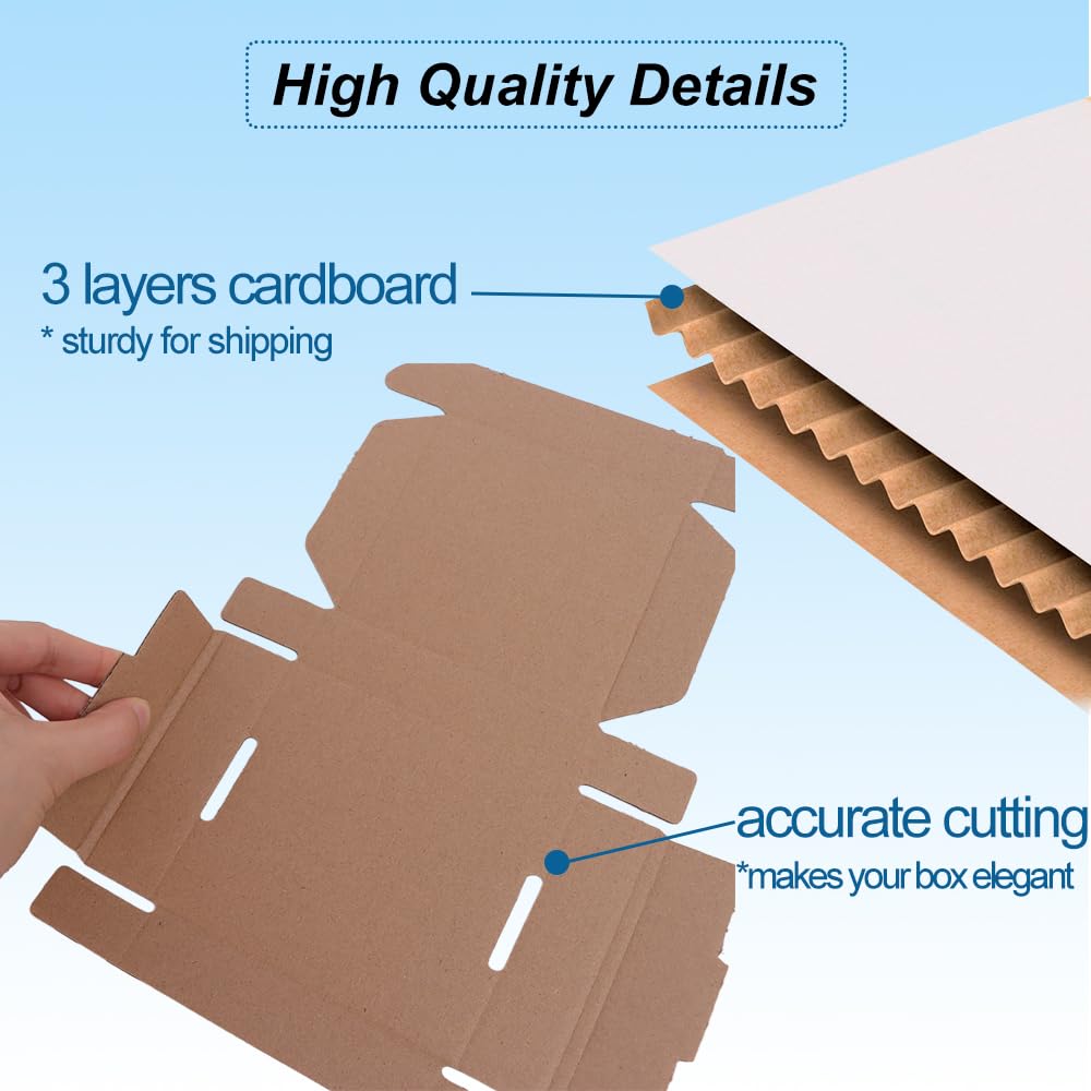 4x4x1'' 50 Pack Corrugated Mailers, Cardboard Boxes Perfect for Shipping Small, White