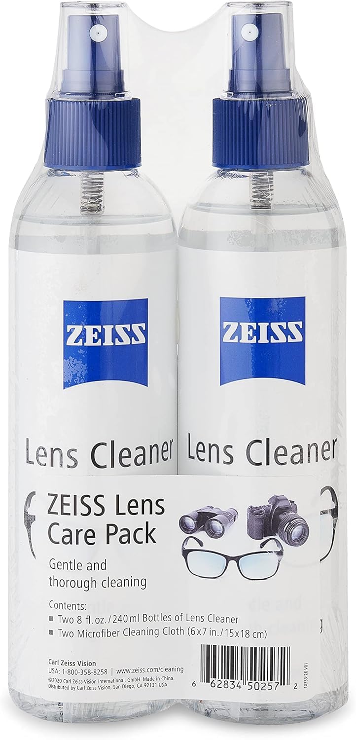 Lens Care Pack – 2x 8oz Streak-Free Lens Spray and Microfiber Cloths for Eyeglasses and Optics