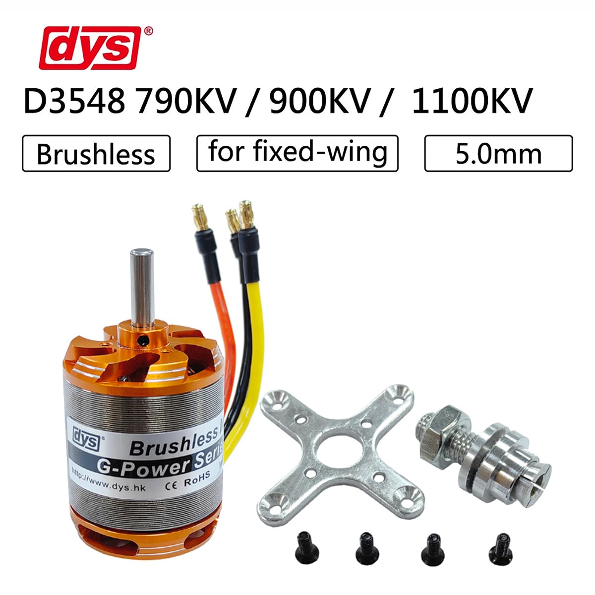 DYS D3548 790KV/900KV/1100KV Brushless Outrunner Motor 2-5S for Multicopter RC Aircraft Fixed-Wing UAV（D3548 1100KV）