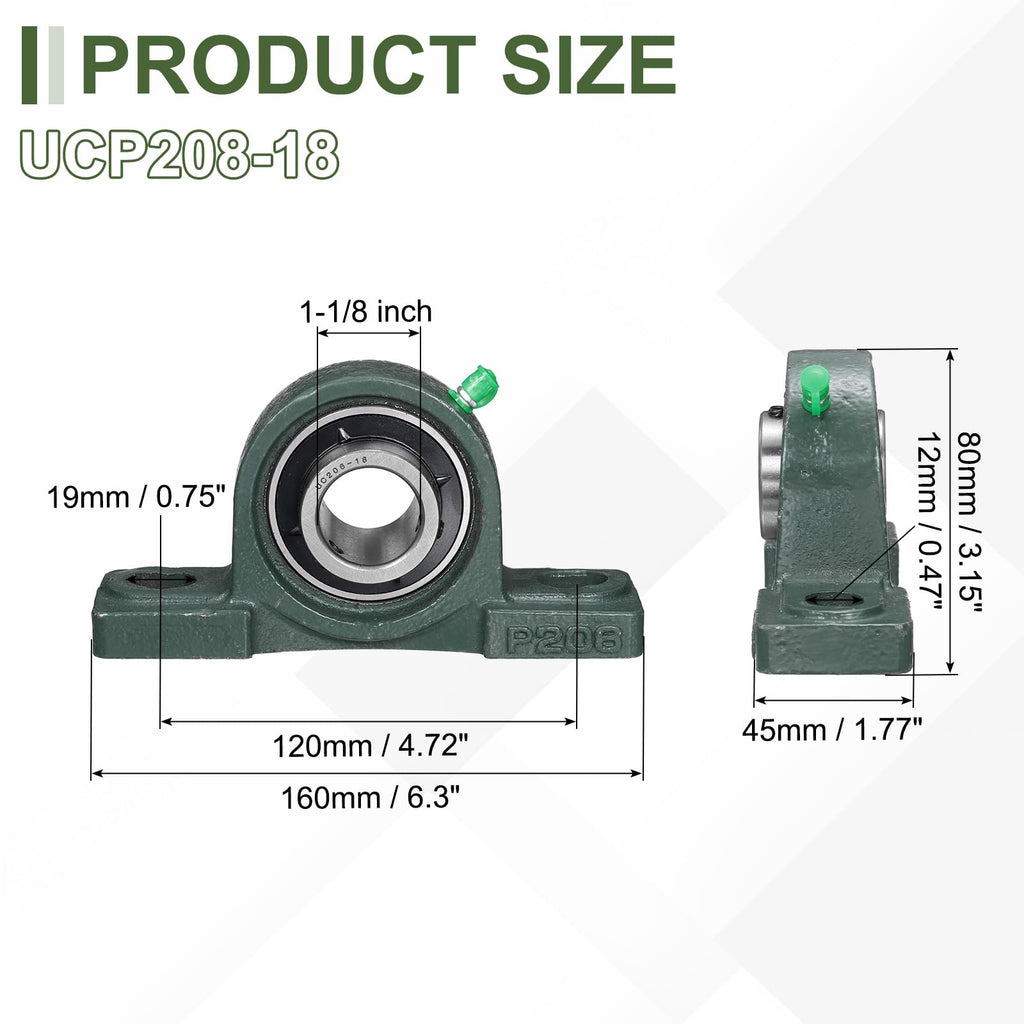 uxcell UCP206-18 Pillow Block Bearings, 1-1/8inch Bore Self Alignment