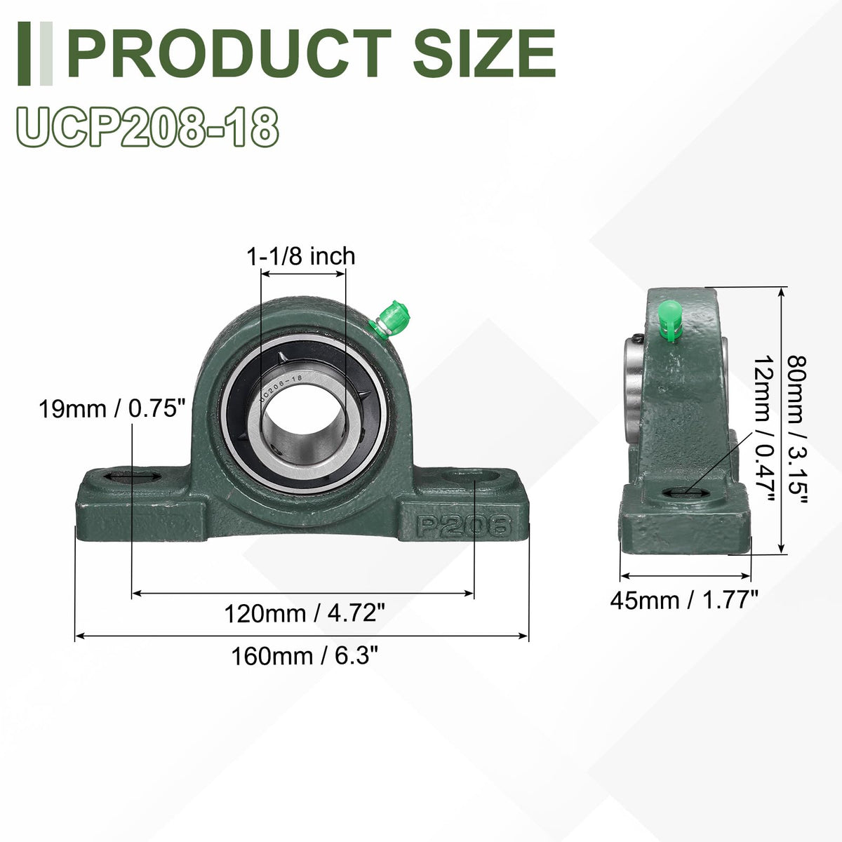 uxcell UCP206-18 Pillow Block Bearings, 1-1/8inch Bore Self Alignment