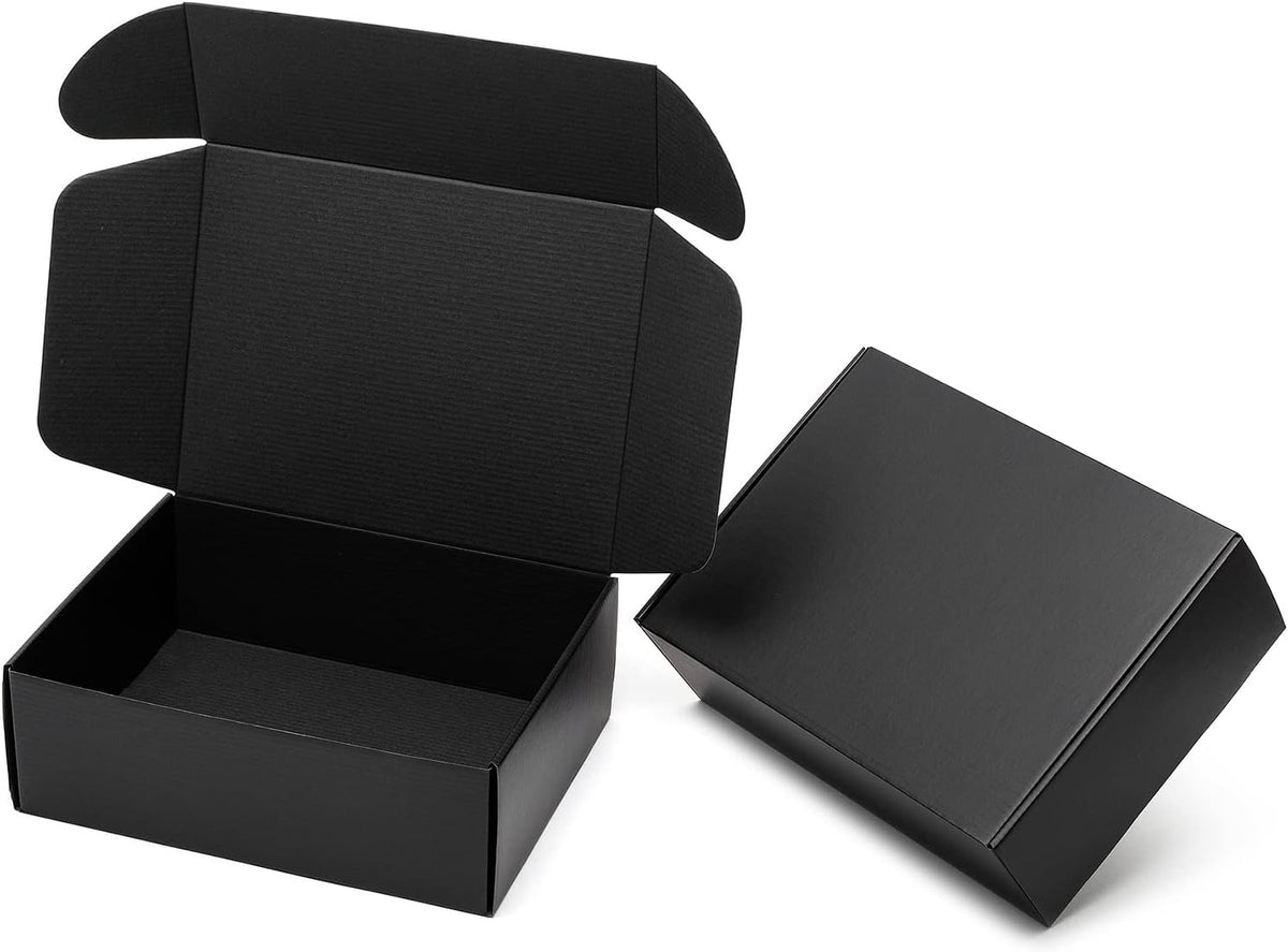 12x9x4" Black Shipping Boxes - 24 Pack Corrugated Cardboard Mailing Box Packaging for Small Business - Tab Locking