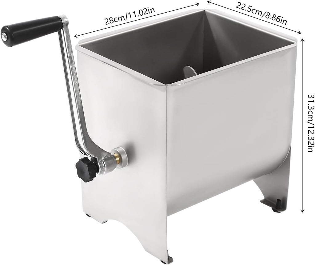 Manual Meat Mixer, 20 lbs Stainless Steel Meat Mixer with Lid Sausge Mixer Machine Hand Beef Mixer Meat Processing
