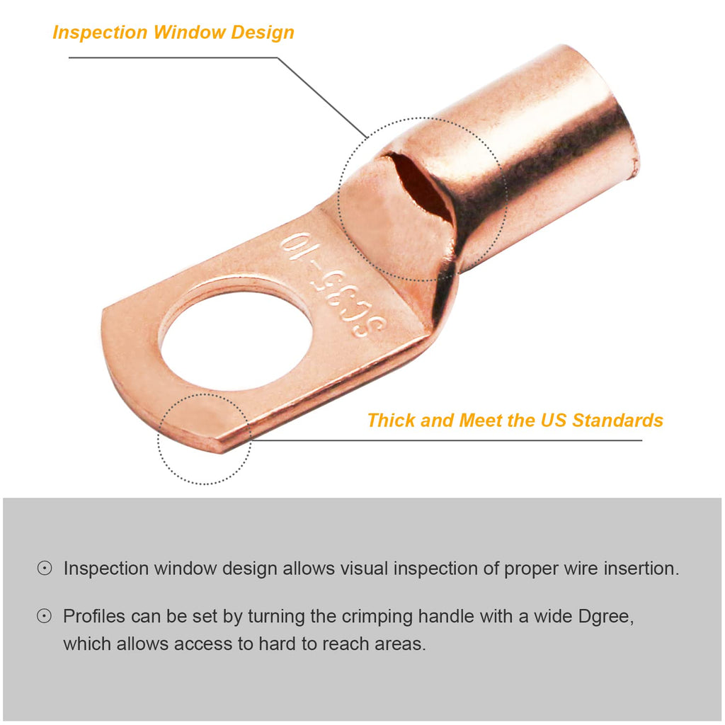 160Pcs Copper Wire Lugs AWG2 4 6 8 10 12 with Heat Shrink Set, 80Pcs Battery Cable Ends Ring Terminals Connectors