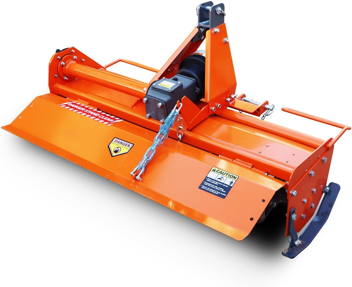37” 3 Point Rotary Tiller for Compact Tractors 15-25HP Cat 1 Cultivator | 16 Replaceable L-Shaped Tines for Easy