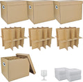 3 Sets Moving Boxes with Two-layer Divider Kits, 16 x 13 x 13 Inch Box with Lid for Glassware Wine Packing Kitchen
