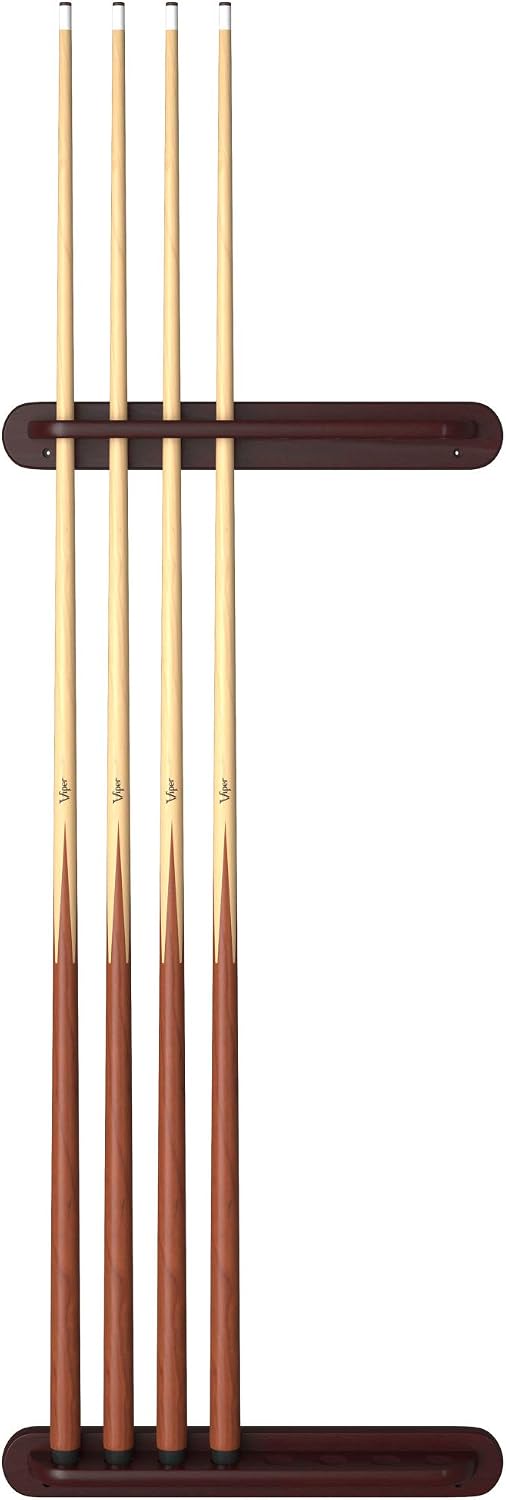Viper 2-Piece Traditional Wall Mounted Solid Oak Billiard/Pool Cue Rack, Holds 8 Cues
