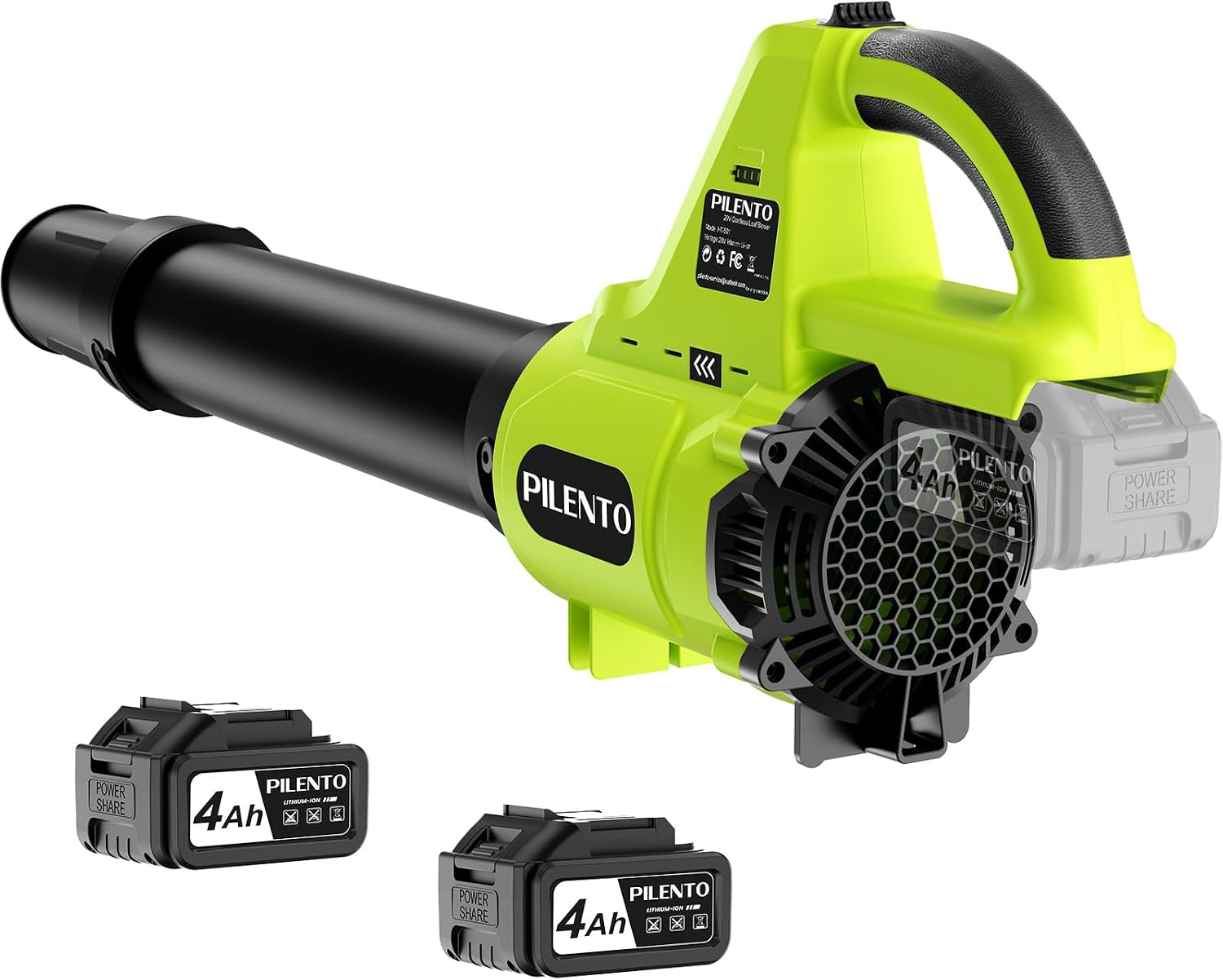 Cordless Leaf Blower with 2 x 4.0Ah Batteries and Fast Charger, 20V Lightweight Handheld Electric Blower, 3-Speed