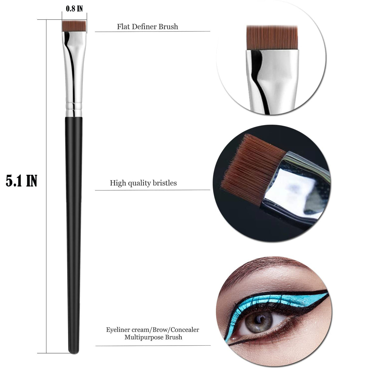 Fine Angled Eyeliner Brush, JASSINS Ultra thin EyeLiner Brushes Set(3PCS)
