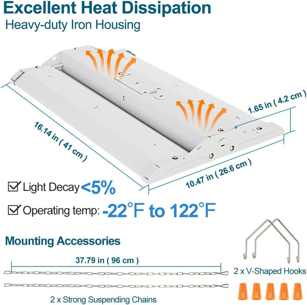 2-Pack 150W LED Linear High Bay Lights High Bay LED Shop Lights