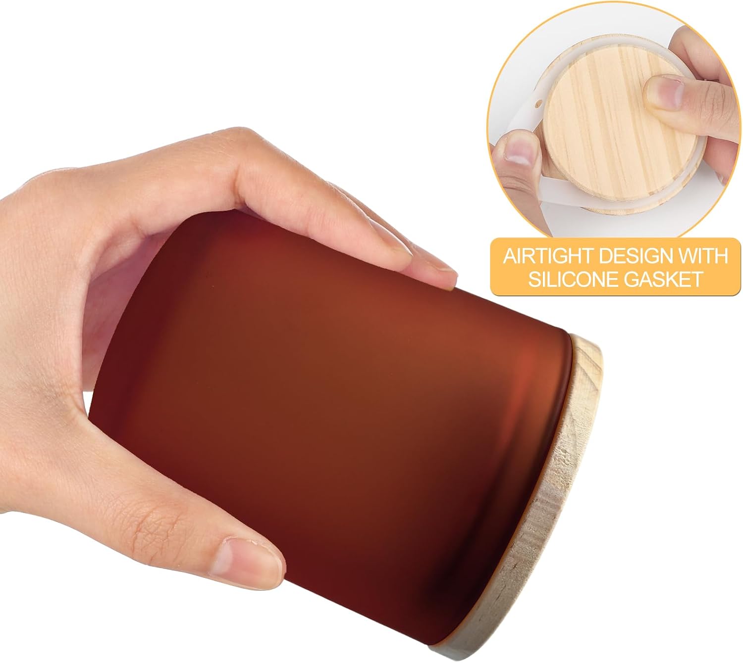 8 OZ Thick Candle Jars for Making Candles 15 Pcs, Empty Amber Jars with Wood Lids for Candle Making, Sample