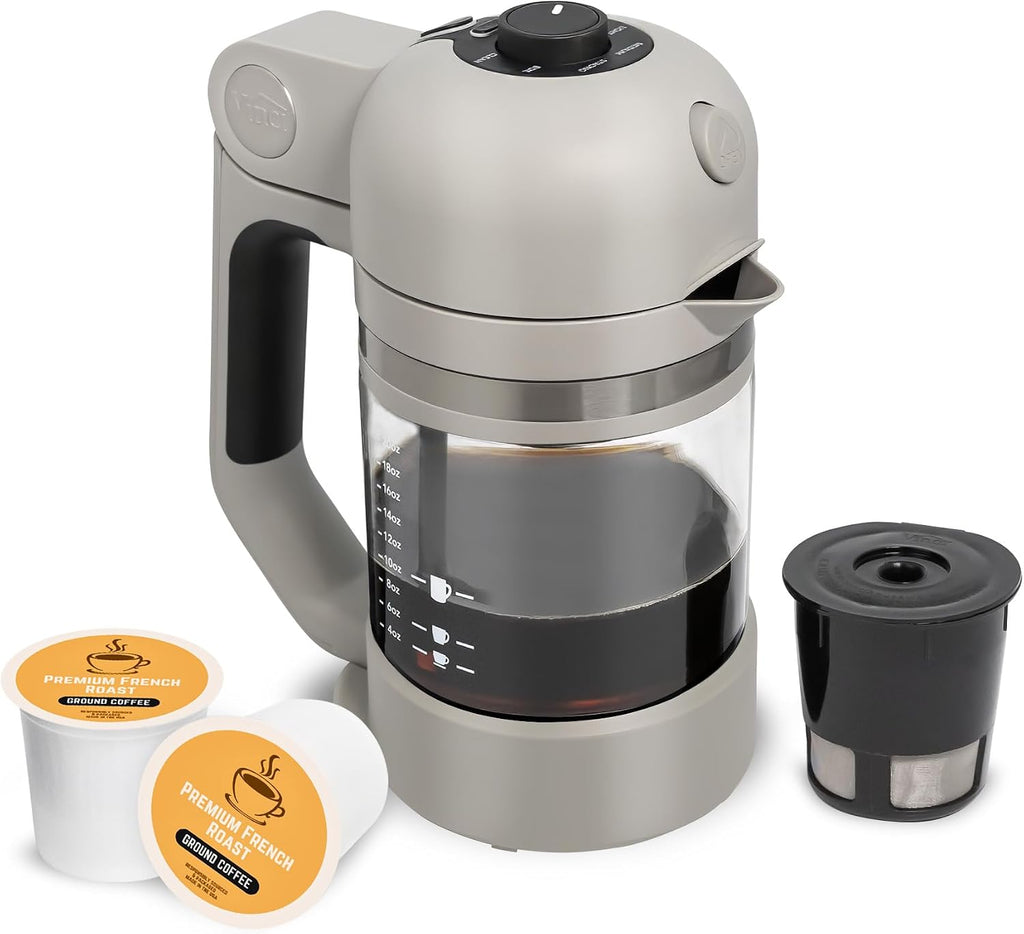 Micro Café Brewer Compact Coffee Maker for K-Cups & Grounds (Gray) | Smallest Single Serve Brewer, For Pods & Ground