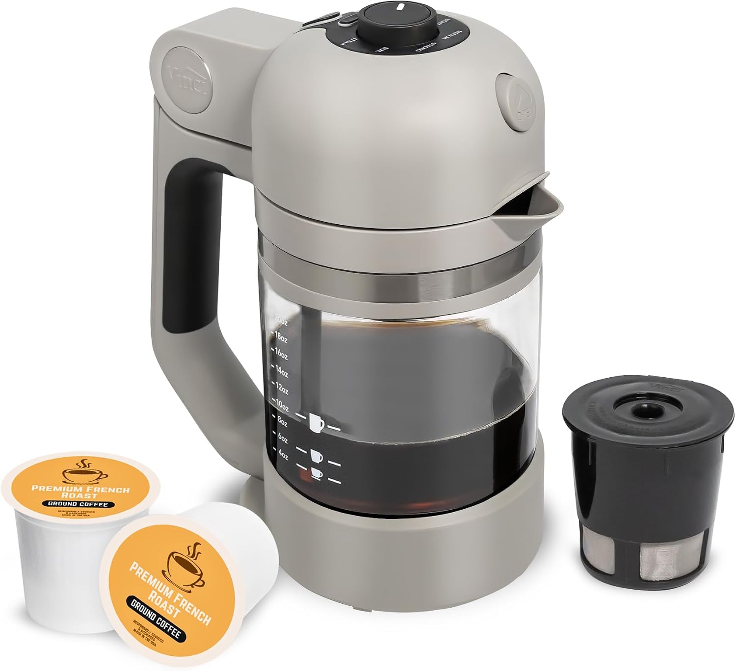 Micro Café Brewer Compact Coffee Maker for K-Cups & Grounds (Gray) | Smallest Single Serve Brewer, For Pods & Ground