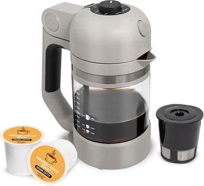 Micro Café Brewer Compact Coffee Maker for K-Cups & Grounds (Gray) | Smallest Single Serve Brewer, For Pods & Ground
