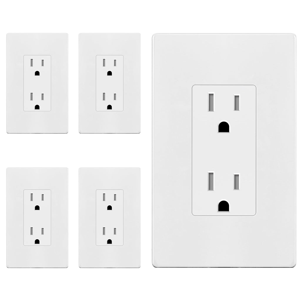 ENERLITES Decorator Outlet 5 Pack, 15A Standard Electrical Wall Receptacle