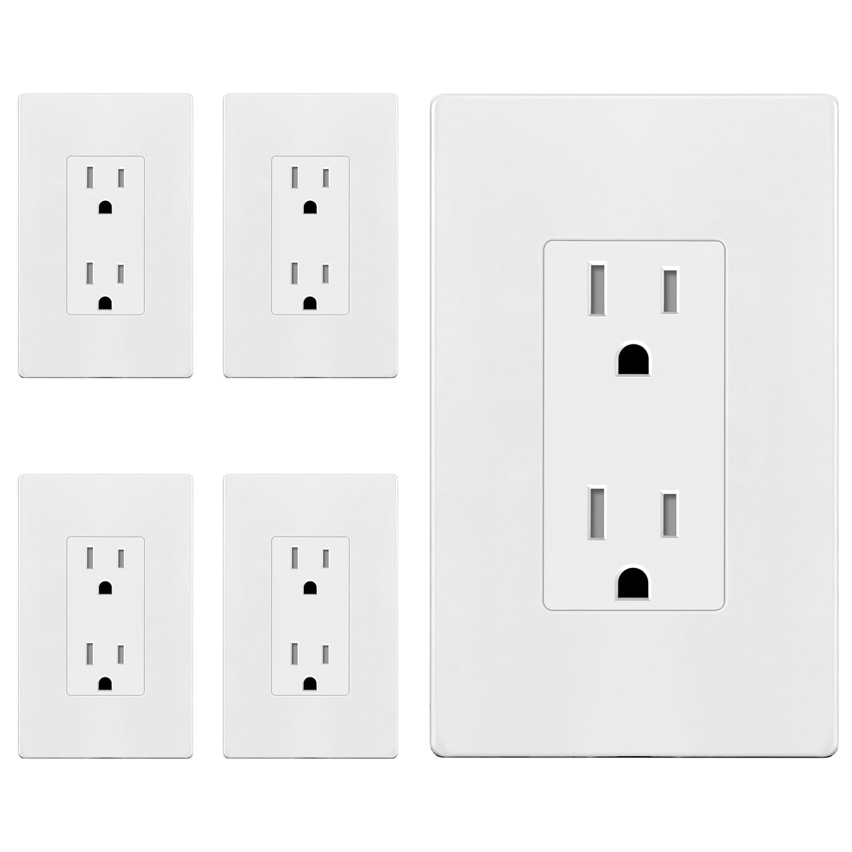 ENERLITES Decorator Outlet 5 Pack, 15A Standard Electrical Wall Receptacle