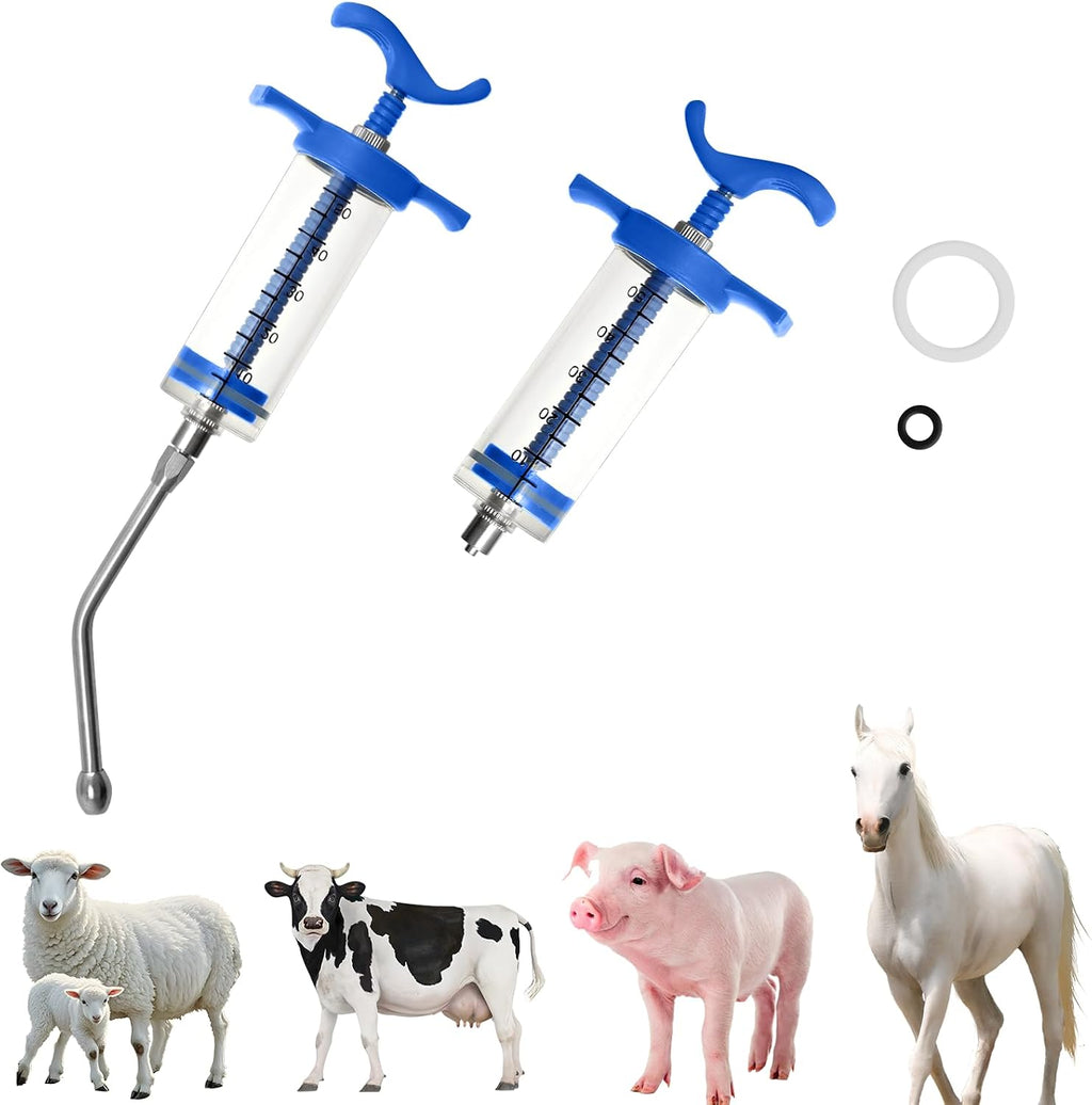 50ml Drenching/Feeding Syringes,with 1 Adjustable Dosage Nozzle,Reusable Feeding Syringe for