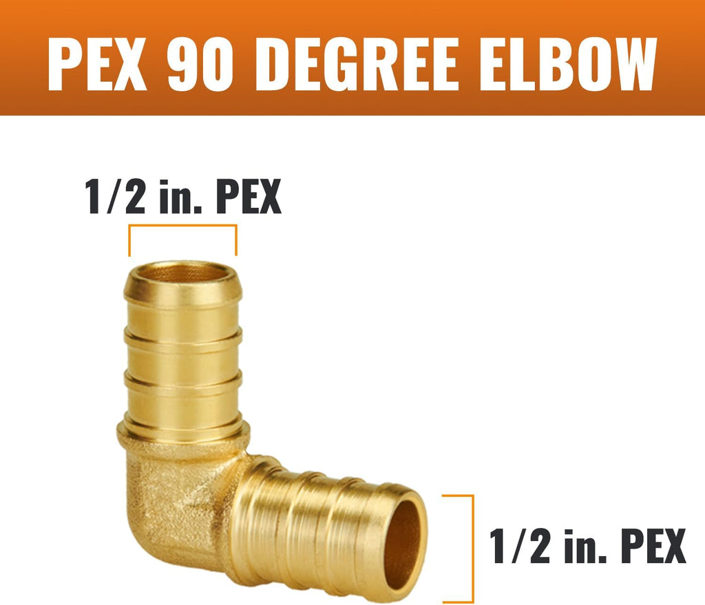 SUNGATOR 100-Pack 1/2" PEX 90 Degree Elbow, PEX Fittings 1/2 Inch