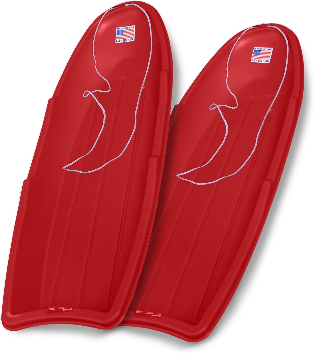Winter Lightning Snow Sleds for Kids and Adults (Red) - 48 Inch Toboggan Style Plastic Sled with Hard Bottom for