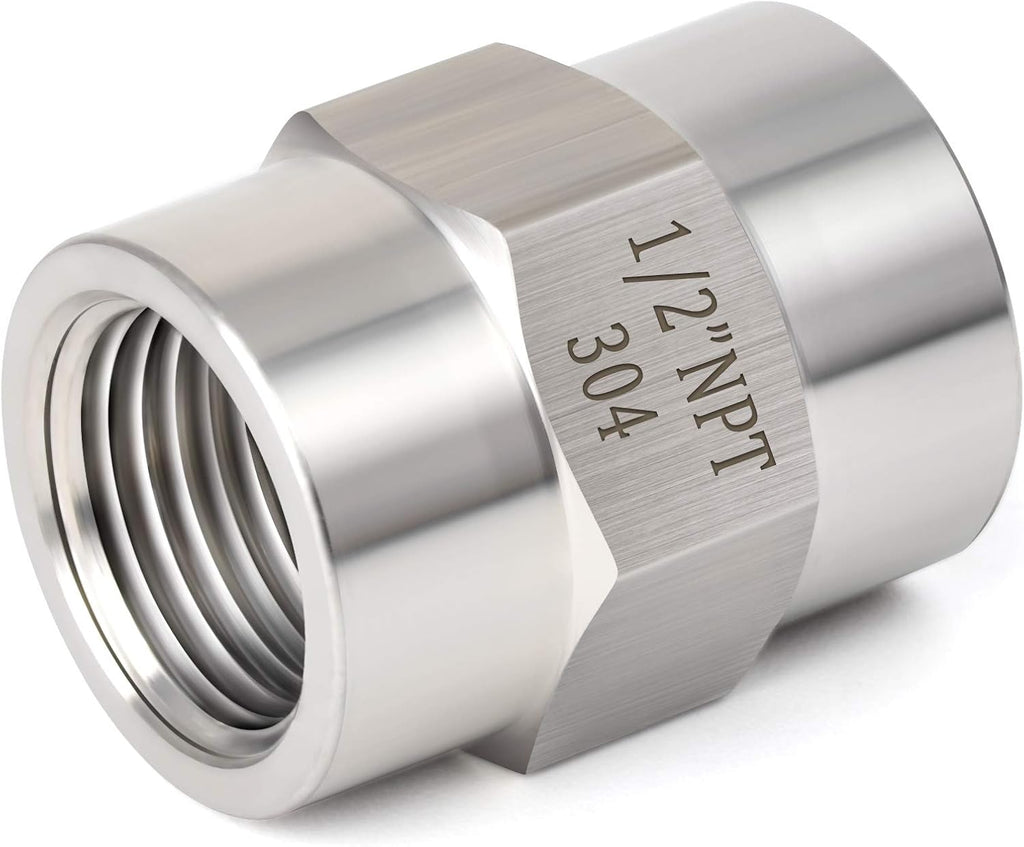 TAISHER 5PCS Forging of 304 SS Hex Coupling,1/2" NPT Female Pipe Fitting
