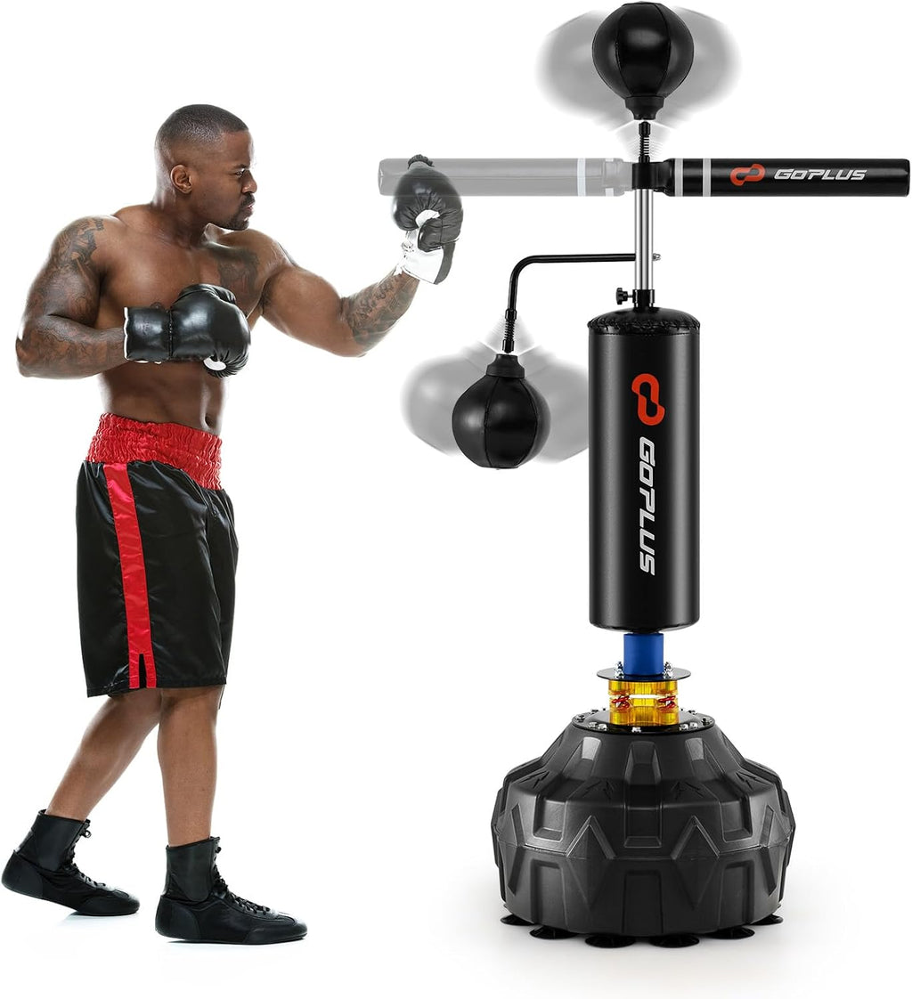 Boxing Speed Trainer, Freestanding Punching Bag 360° Spinning Bar with 2 Reflex Speed Balls, Shock Absorbers