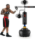 Boxing Speed Trainer, Freestanding Punching Bag 360° Spinning Bar with 2 Reflex Speed Balls, Shock Absorbers