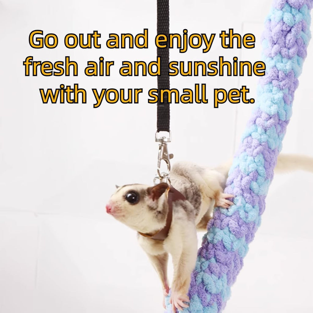 Sugar Glider Harness and Leash Set, Adjustable 3Pcs Vest, Brown