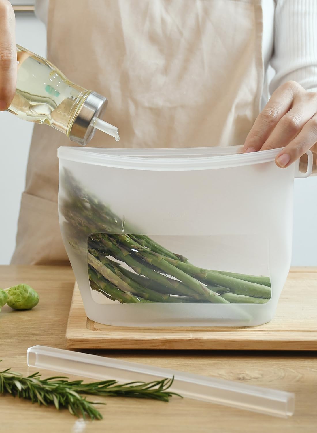 Reusable Platinum Silicone Food Storage Bags, 12 Pack Leakproof Set, Clear