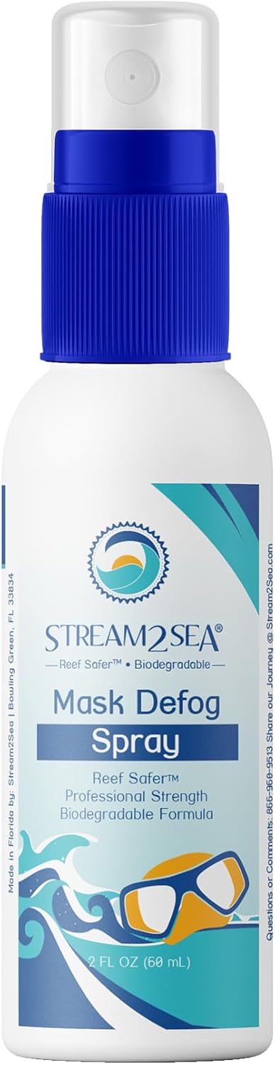 Reef Safe Anti-Fog Spray for Swim Goggles, Snorkel, Scuba & Ski Masks – Defogger for Diving, Snorkeling – 2Fl Oz