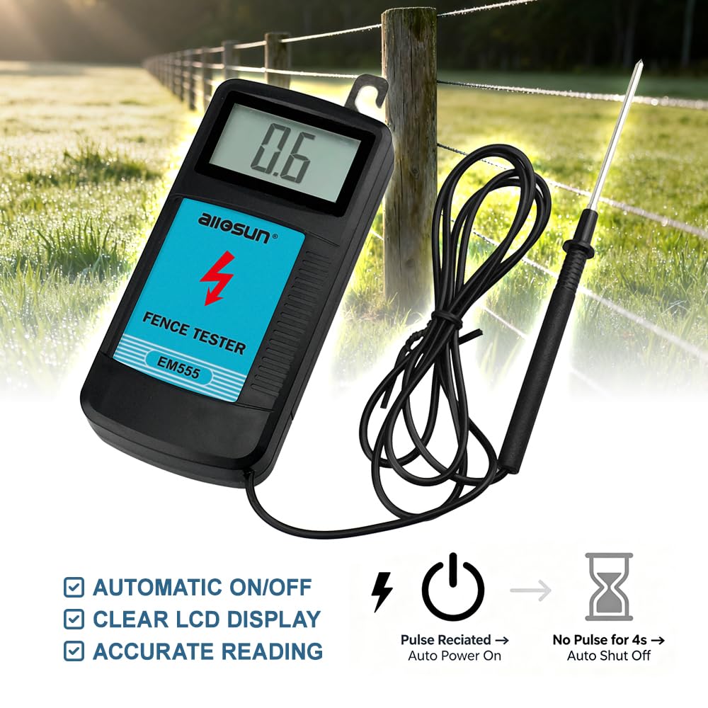 Digital Electric Fence Voltage Tester and Fault Farm Finder, Fence Voltmeter/Grounding Tester LCD Display for 300V to