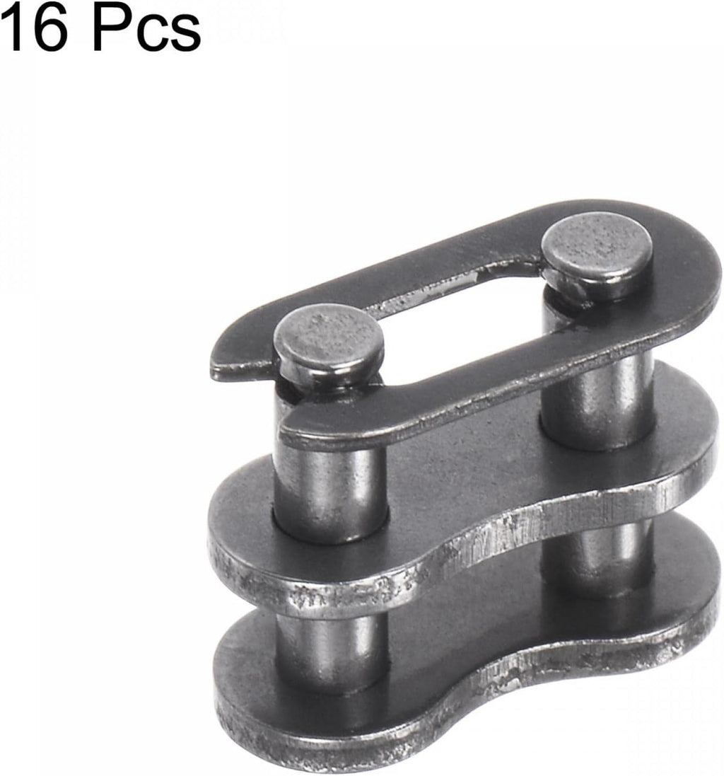 uxcell 16Pcs #25 Chain Master Connector Link Roller, 1/4" Pitch Carbon Steel, Standard Connecting Split Links for 04C Chain