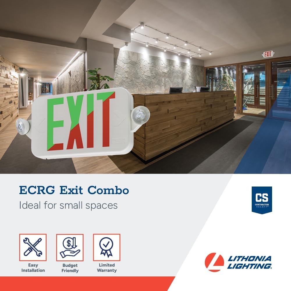 Basics LED Exit Sign and Emergency Light Combo, White