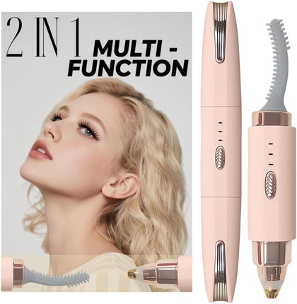 2026 Upgraded Heated Eyelash Curler - 2-in-1 USB Rechargeable Electric Eyelash Curler & Eyebrow Trimmer, Fast Heating
