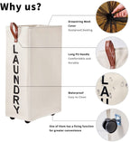 70L Large Rolling Laundry Hamper - Tall Narrow Basket With Wheels, Slim Clothes Bin, 27.5" Beige