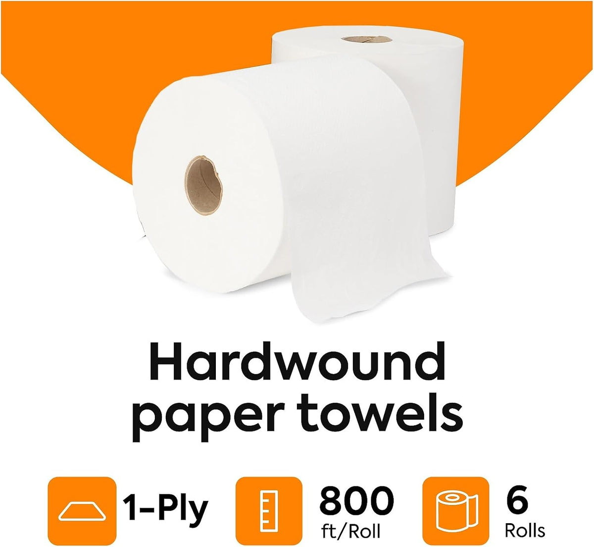 Professional Hardwound Paper Towels, 1-Ply, 6 Rolls/Carton