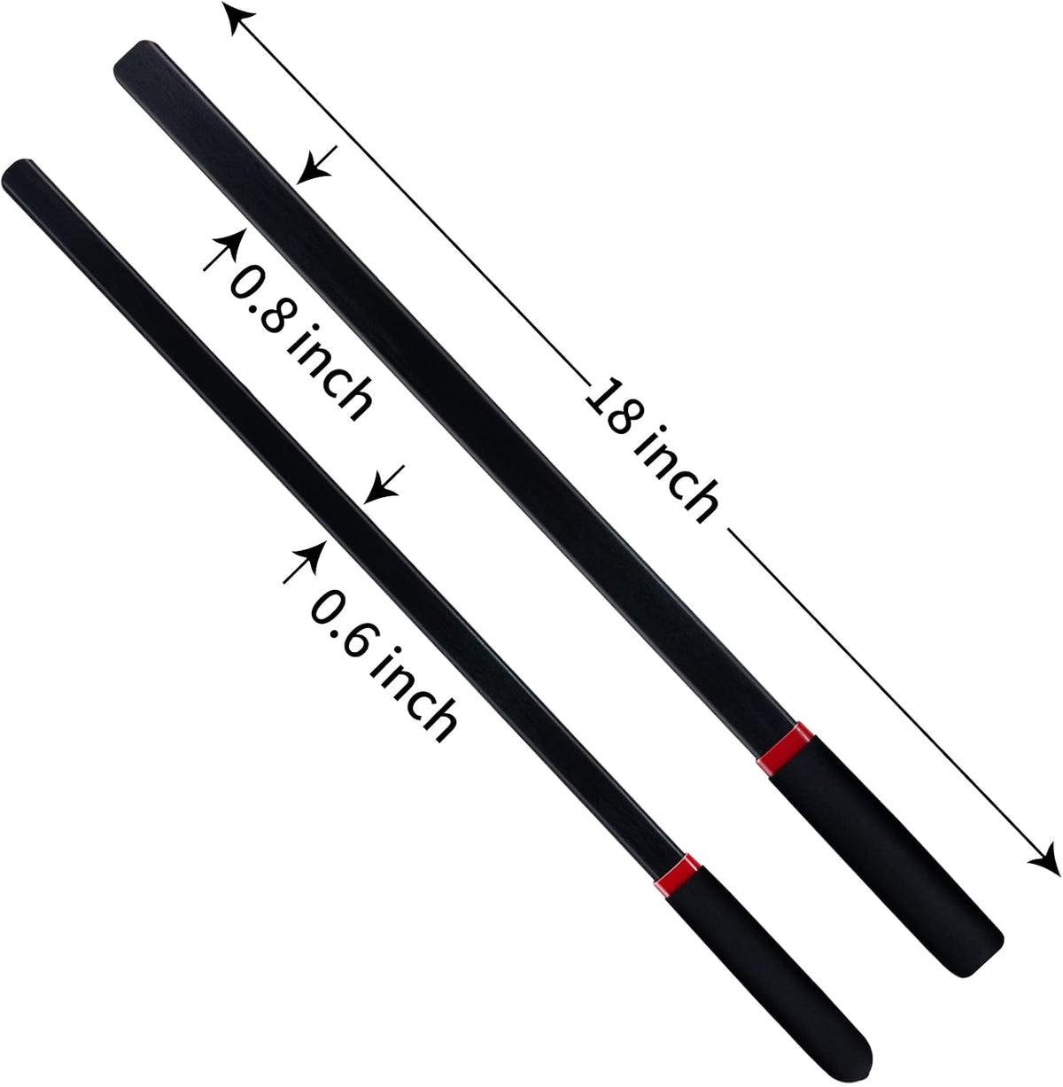 2-Piece Set 18" Riding Crop, Black, with Non-Slip Handles