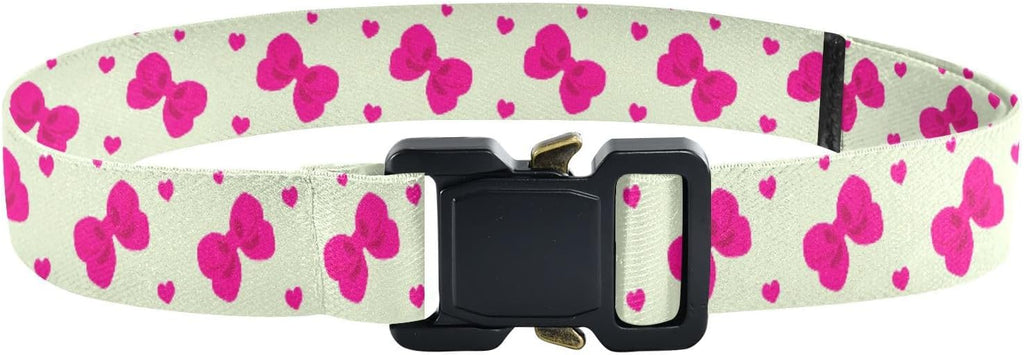 Bow Tie Adjustable Kids Elastic Belts, Girls Boys Stretch Waist Belt with Aluminum Alloy Buckle