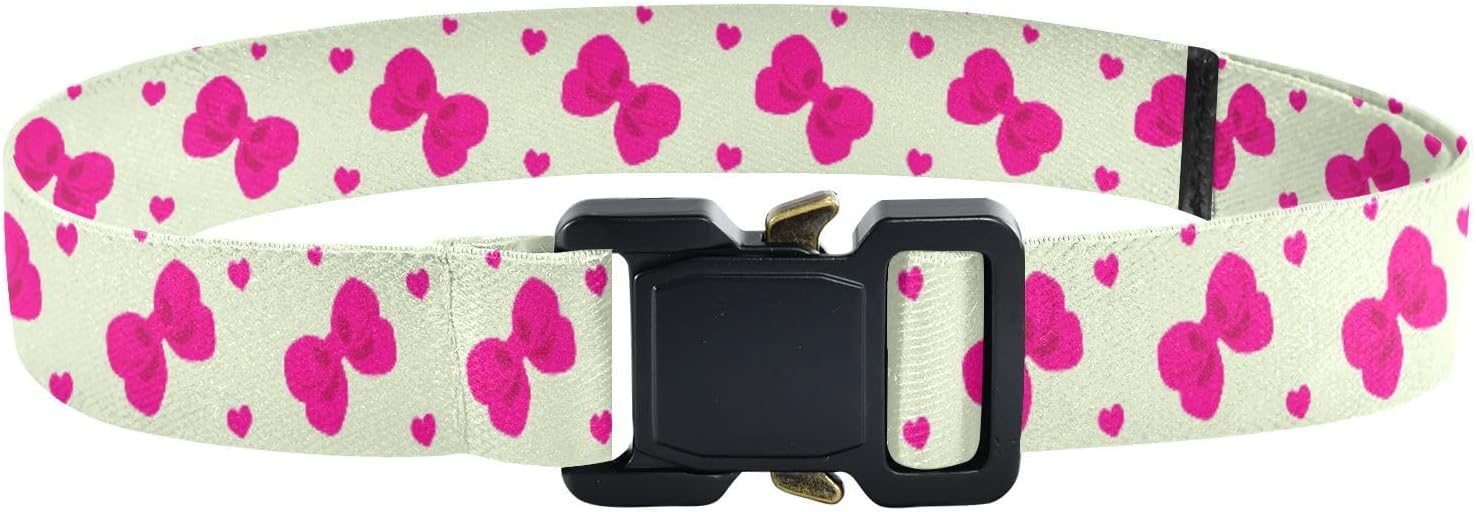 Bow Tie Adjustable Kids Elastic Belts, Girls Boys Stretch Waist Belt with Aluminum Alloy Buckle