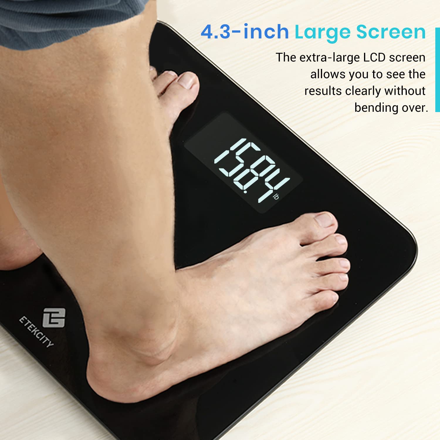 Digital Body Weight Bathroom Scale, 440 lb Extra Wide Platform | Accurate and Safe Weighing, Large Easy-to-Read