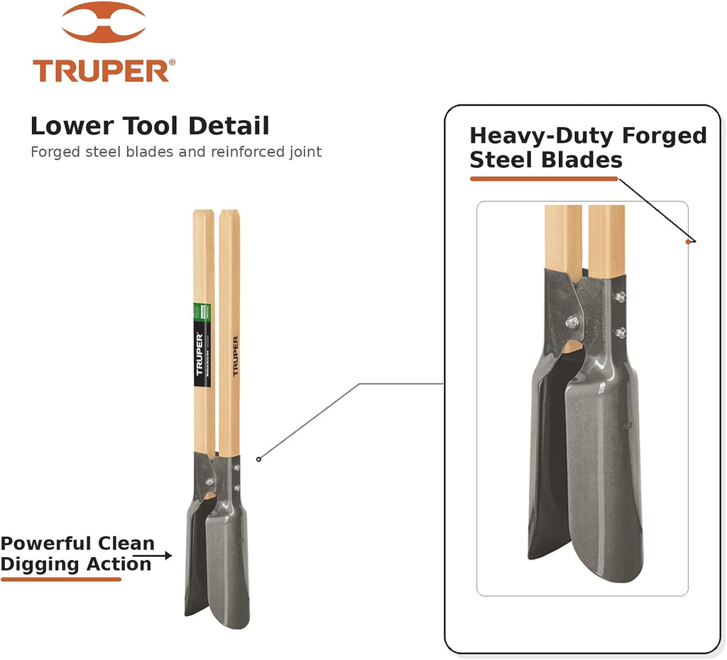 TruTough Atlas Post Hole Digger (Model 30373 / CA-36E) | 48-Inch Wood Handle, Heavy-Duty Forged Steel Blades for