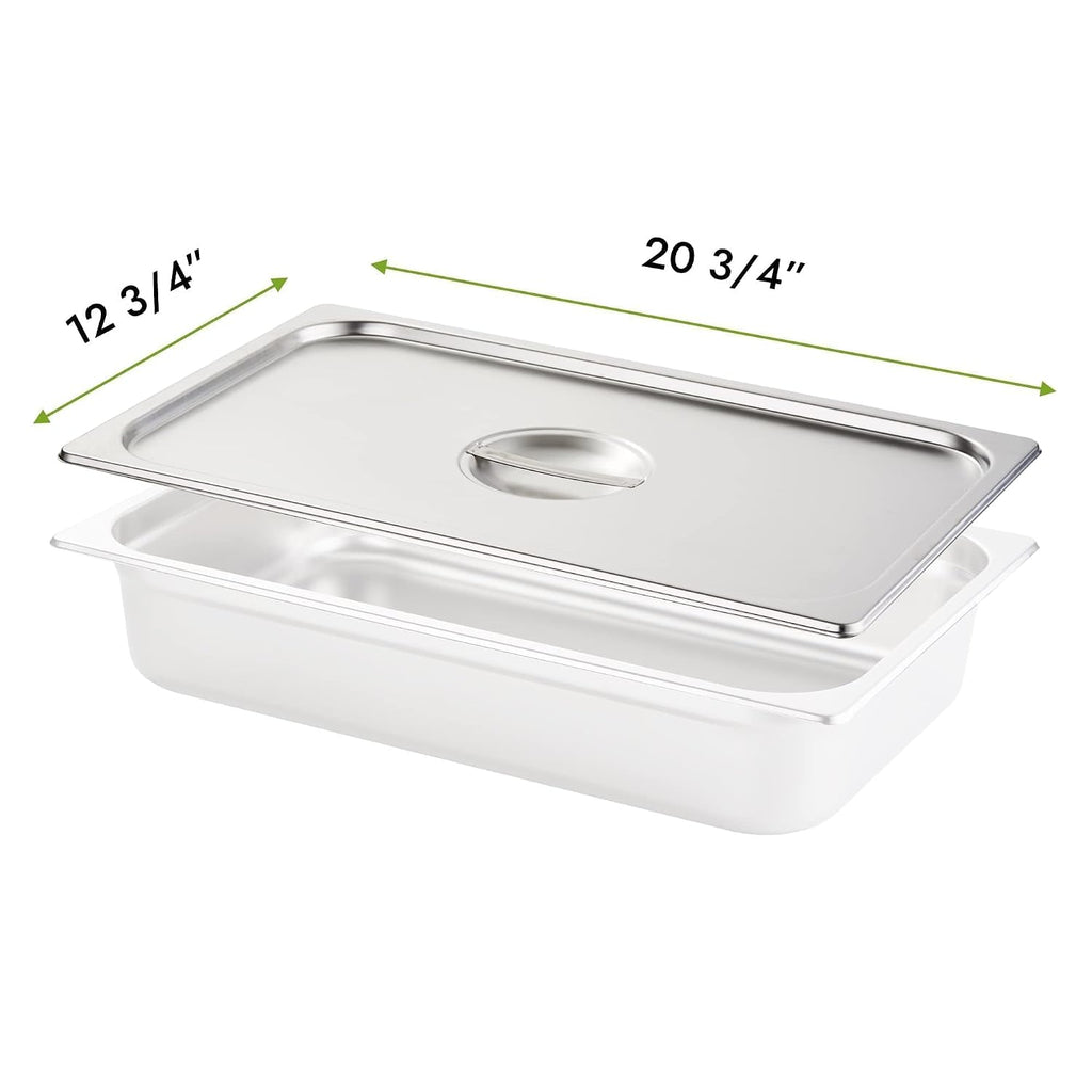 6-Pack Full Size Hotel Pan Cover, Stainless Steel Solid Steam Table Catering Food Pan Lid with Handle, 23 Gauge